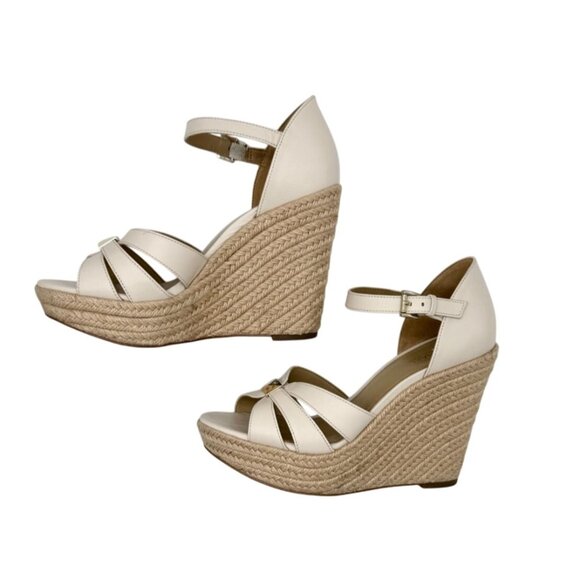 MICHAEL MICHAEL KORS Womens Beige 1" Platform Maggie Wedge Espadrille Shoes - Si - Picture 3 of 8